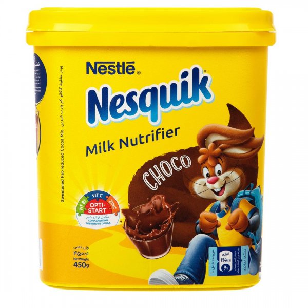 پودر مخلوط کاکائو کم‌چرب شیرین نسکوئیک نستله (Nestle) مدل Milk Nutrifier مقدار 450 گرم